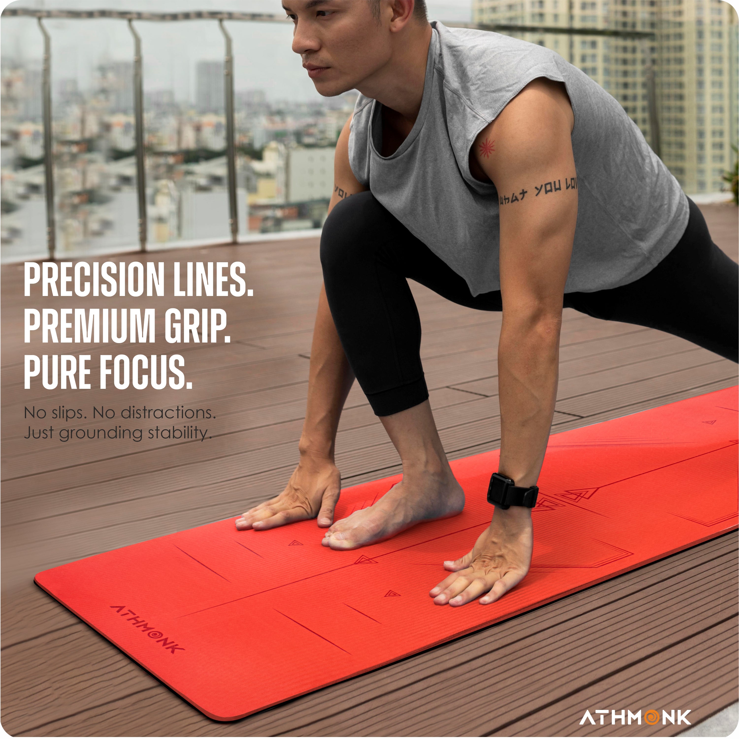 Athmonk Dual Colour TPE Pro Yoga Mat for Woman and Man with Alignment Guide Lines | Home Gym Equipment Exercise Mats for Workout | 6mm Thick Anti Slip Mat for Kids | Big Size with Cover Bag